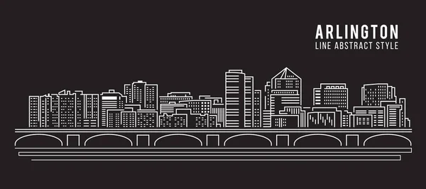 Cityscape Building Line Art Projekt Ilustracji Wektorowej Arlington City — Wektor stockowy