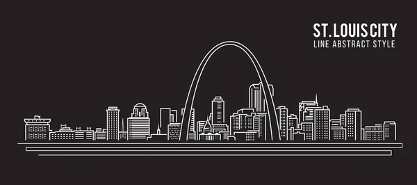 Cityscape Building Line Art Vector Diseño Ilustración Louis City — Vector de stock