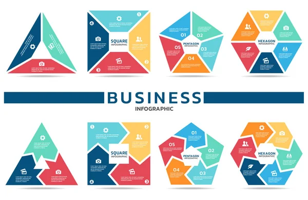 Infográfico Bloco Para Negócios Parte Três Parte Quatro Parte Cinco — Vetor de Stock