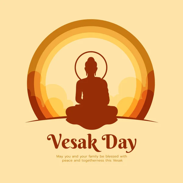Happy Vesak Banner Ημέρα Καφέ Buddha Διαλογίστηκε Σημάδι Στρώμα Κύκλο — Διανυσματικό Αρχείο