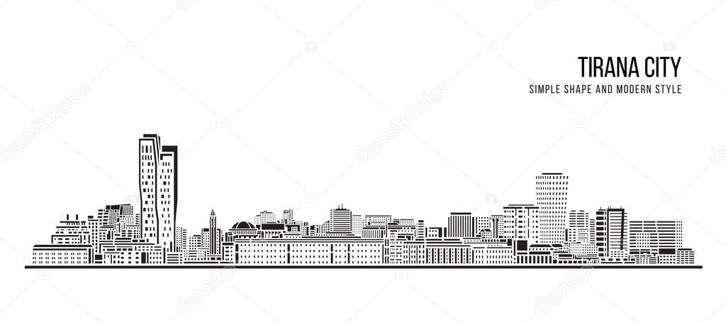 Cityscape Building Abstract Simple shape and modern style art Vector design -  Tirana city
