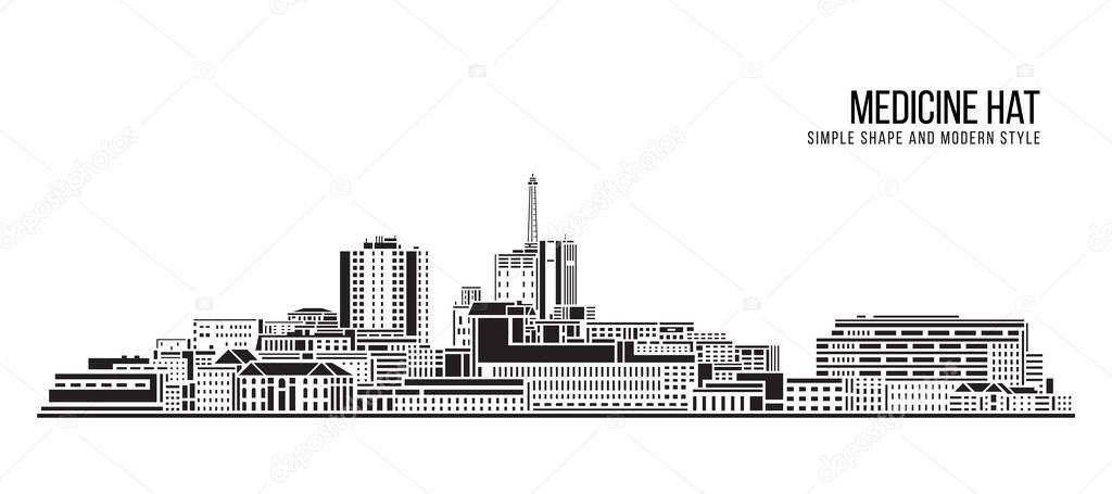 Cityscape Building Abstract Simple shape and modern style art Vector design - Medicine Hat