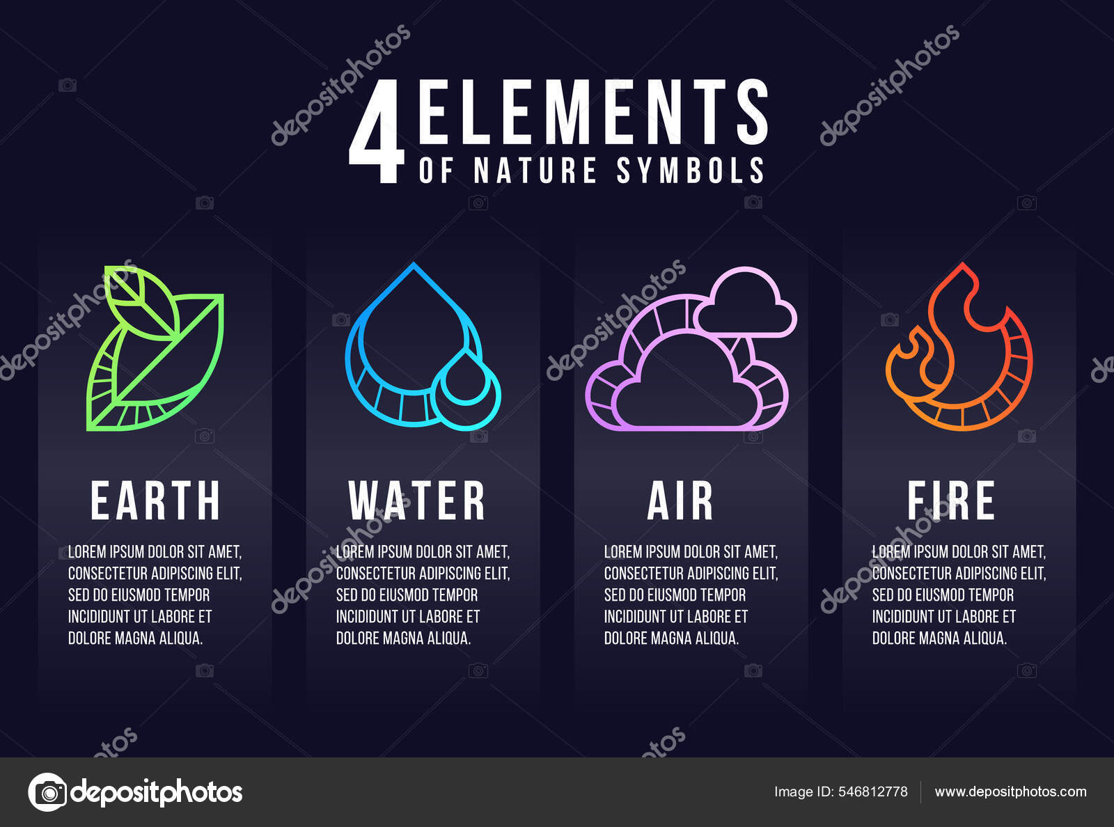 Logotipo Natural De Quatro Elementos Fogo, água, Vento Do Ar E