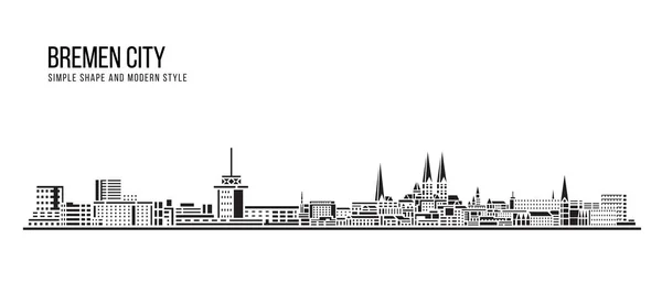 都市景観建築要約シンプルな形状とモダンなスタイルのアートベクトルデザイン ブレーメン市 — ストックベクタ