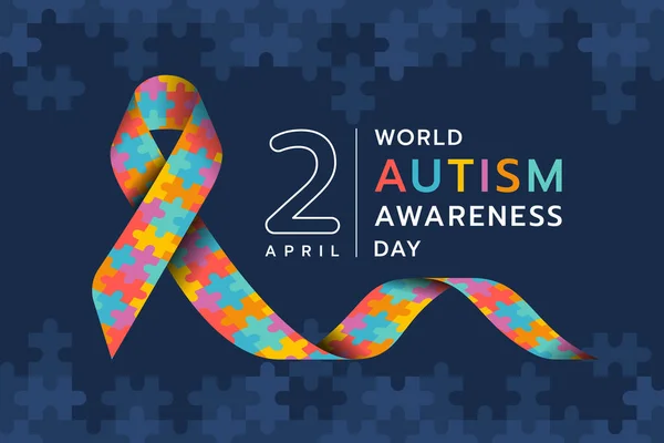 Wolrd Autism Awareness Day Autism Awareness Signo Cinta Texto Diseño — Archivo Imágenes Vectoriales