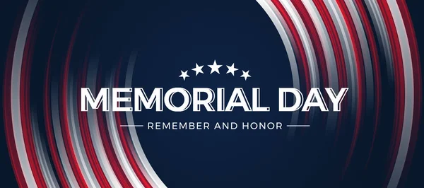 Memorial Day Usa Remember Honor Text Abstract Curve White Red — Stock Vector