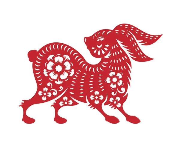 Chiński Zodiak Księżycowy Nowy Rok Chiński Zodiak Zwierzęta Red Papercutting — Wektor stockowy