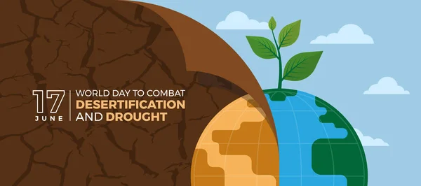 นโลกในการต Desertification และความแห งแล เปล ยนด นแตกในระหว างความแห งแล งและกระดาษพ — ภาพเวกเตอร์สต็อก