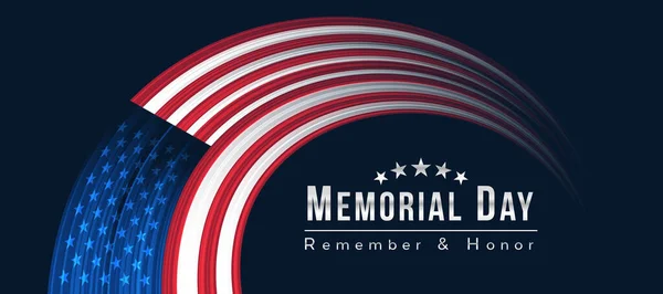 Memorial Day Usa Remember Honor Abstract Half Curve American National — Stock Vector