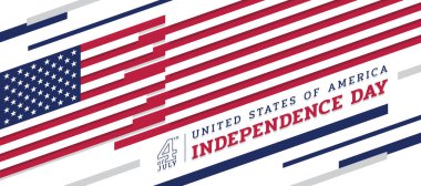 4 Temmuz ABD bağımsızlık günü - soyut modern çizgili Amerikan ulusal bayrağı beyaz arka plan vektör tasarımı üzerine