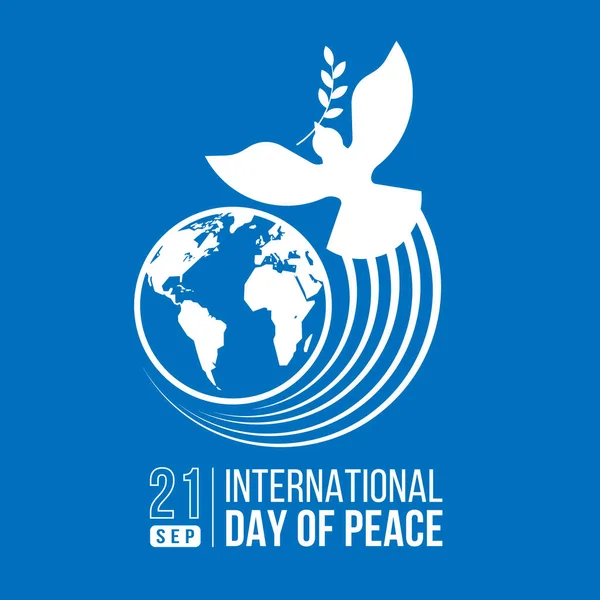 International Day Peace White Dove Peace Flying Circle Wolrd Globe — Vector de stock