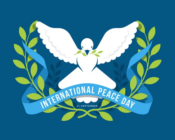 International Day Peace Front View White Dove Peace Flying Hold — Stockový vektor