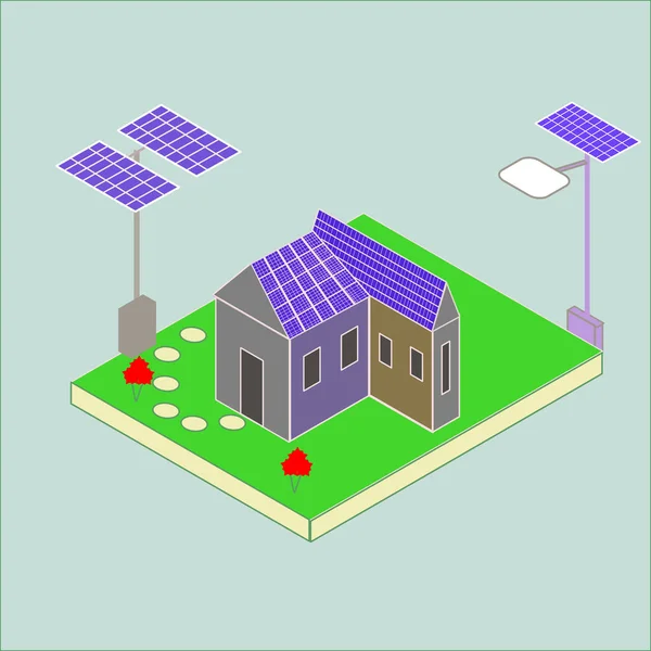 Güneş Pili Ile Çalışan Alternatif Enerji — Stok Vektör