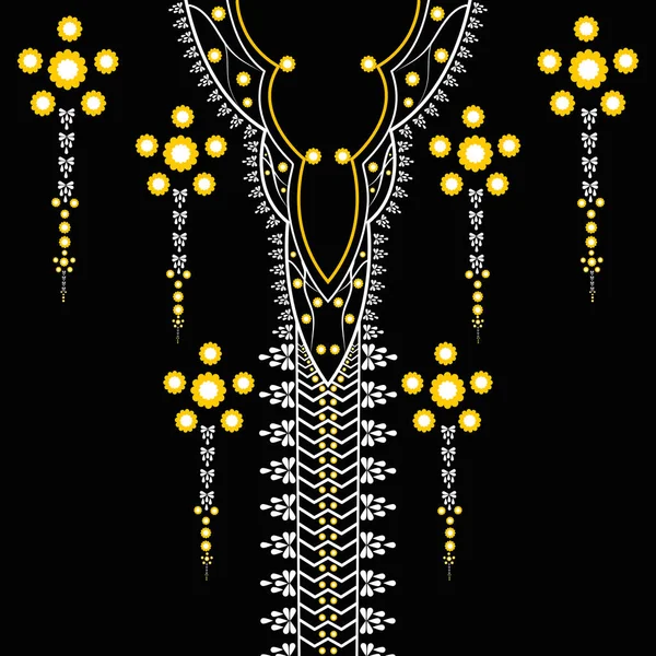 Traditional Geometric Ethnic Embroidered Neckline Pattern Design — Διανυσματικό Αρχείο