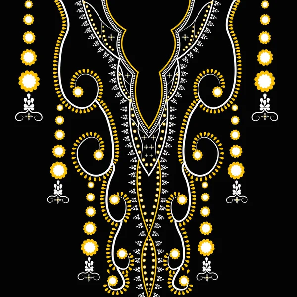 Traditional Geometric Ethnic Embroidered Neckline Pattern Design — Vector de stock