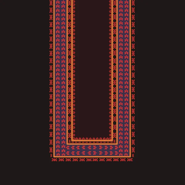 Traditional Geometric Ethnic Embroidered Neckline Pattern Design — Vetor de Stock