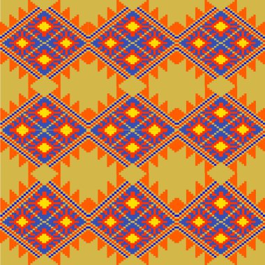Traditional geometric ethnic embroidered fabric pattern