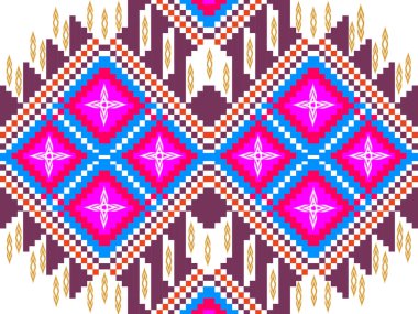 Traditional geometric ethnic embroidered fabric pattern