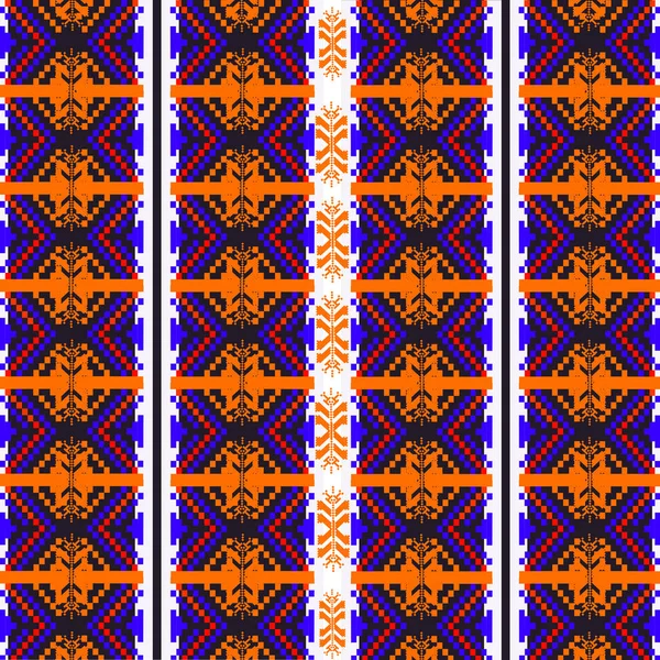 Traditional Geometric Ethnic Embroidered Fabric Pattern — Vector de stock