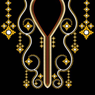 Geleneksel geometrik etnik işlemeli boyun deseni tasarımı