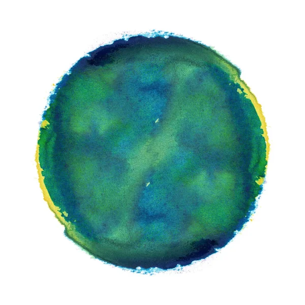 Синий Зеленый Цвет Акварели Круглой Текстуры Брызги Изолированы Белом Фоне — стоковое фото