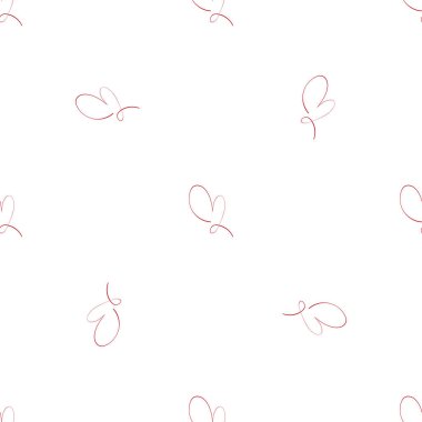 Kırmızı desenli ve çizgili sanat eserleri olan kalpler. Posterler, afişler için arka plan. Sevgililer Günü