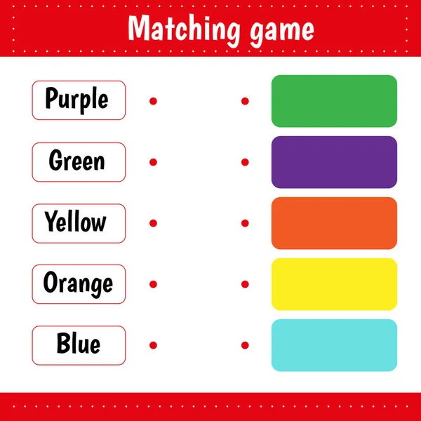 Educatieve Kinderen Spel Matching Spel Werkblad Voor Kinderen Match Kleur — Stockvector