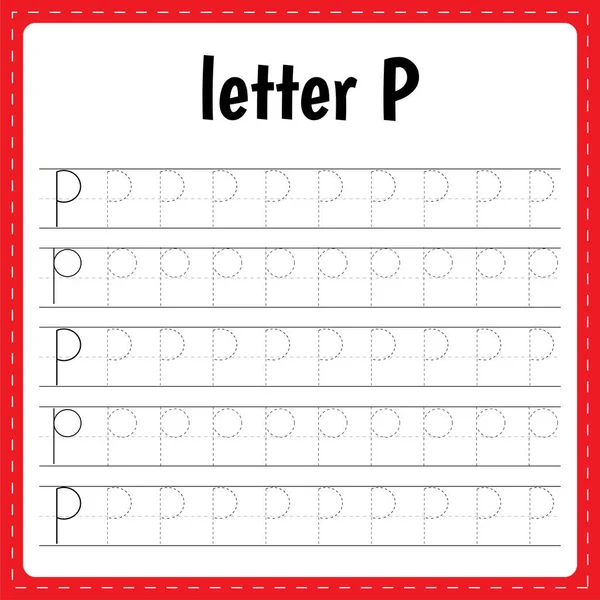 편지쓰기 레이싱 페이지 시험지 아이들을 알파벳을 알파벳 — 스톡 벡터