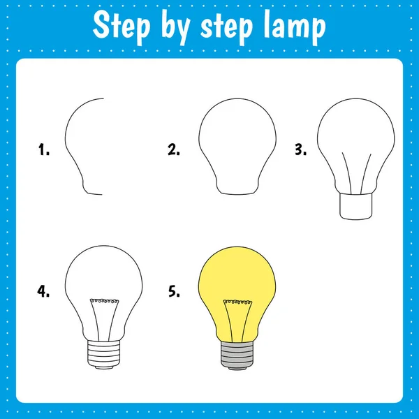 Cómo Dibujar Lámpara Página Educativa Para Niños — Vector de stock