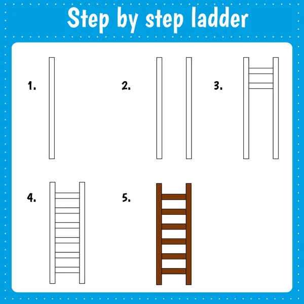Lección Dibujo Para Niños Cómo Dibujar Escalón — Vector de stock