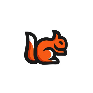 Sincap Sembolü Modern Taslak Logosu. Vektör İllüstrasyonu. Sincap sembolü. 