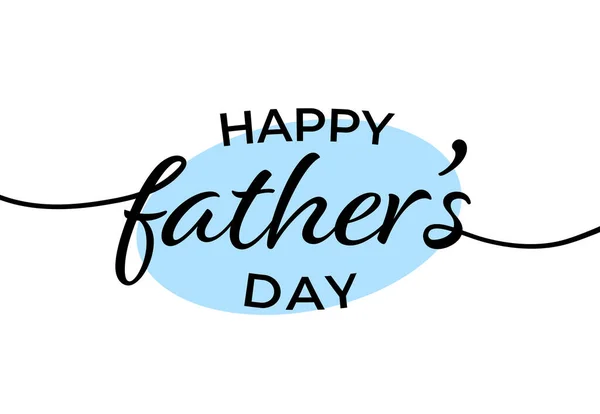 Bannière Typographie Dessinée Main Happy Fathers Day Avec Tache Bleue — Image vectorielle