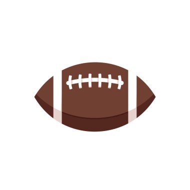 Düz stil Amerikan futbol ikonu. Koyu kahverengi rugby topu izole vektör şablonu
