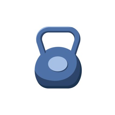 Mavi Kettlebell ikonu. Web tasarımı için kettlebell vektör simgesinin düz çizimi. İzole edilmiş