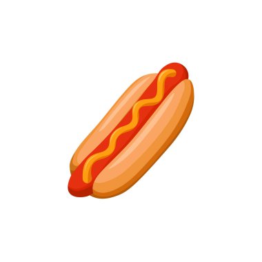 Hot Dog düz vektör çizimi. Beyaz arkaplanda izole illüstrasyon