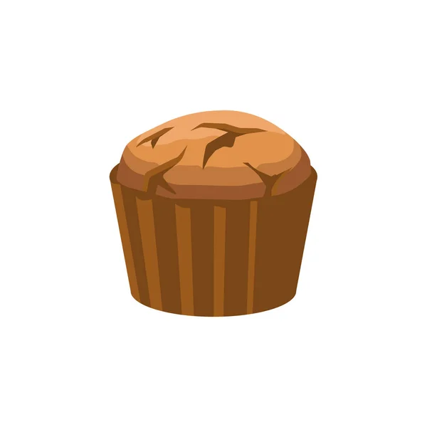 Cioccolato Muffin Piatto Vettoriale Illustrazione Muffin Con Crepe Cupcake — Vettoriale Stock