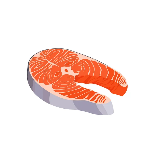 Salmon Steak Flat Style Isolated White Background Vector Illustration Fish — Vector de stock