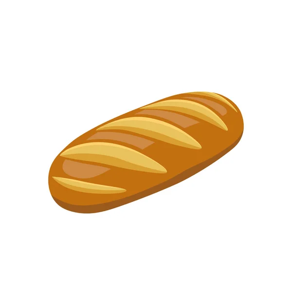 Long Loaf Ilustración Plana Pan Comido Vector Pan Baguette Aislado — Vector de stock
