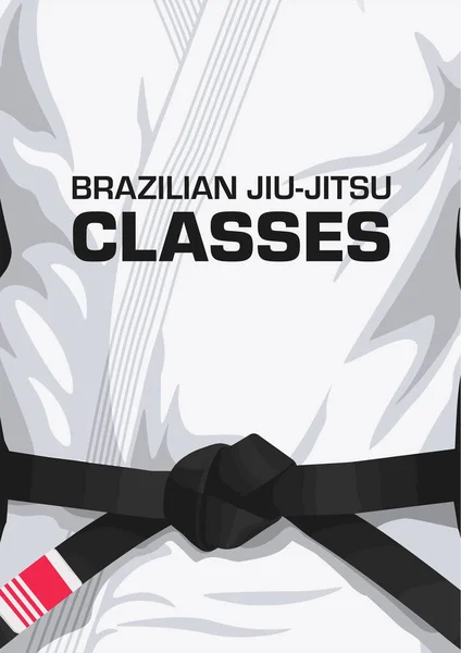 Brazilian Jiu-Jitsu white Gi poster. Bjj kimono invitation poster. Black belt. Jiu-Jitsu classes. Grappling classes. 
