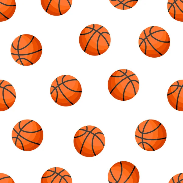 Basketball flat style seamless pattern on white background. Ball.  