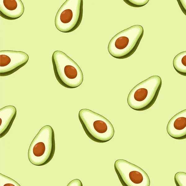 Avocado Flachen Stil Mit Nahtlosem Muster Auf Grünem Hintergrund Avocado — Stockvektor