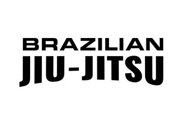 Brezilya Jiu-jitsu metin logosu. BJJ kelime işareti logotype. Beyaz arkaplanda siyah bjj metni
