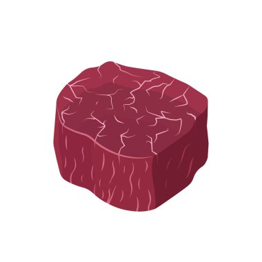 Biftek Mignon Çiğ Biftek vektör çizimi düz stil. Kırmızı sığır eti beyaz arkaplanda izole.