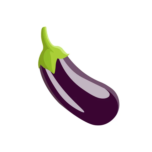 Eggplant Flat Vector Illustration Aubergine Purple Vegetable Isolated White Background — Stok Vektör