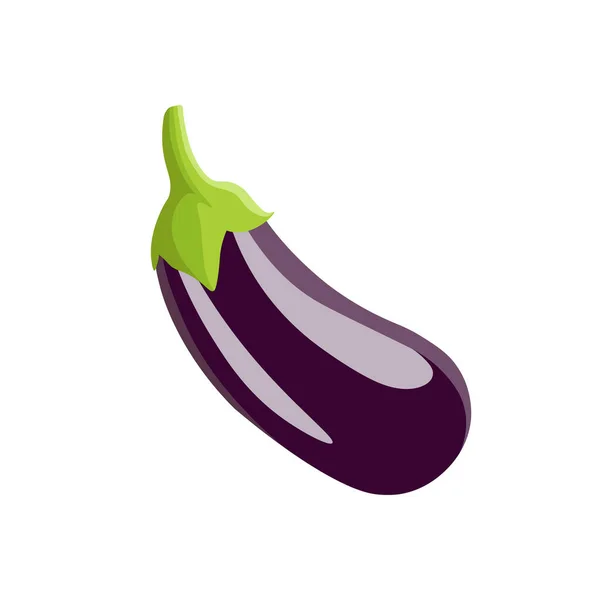 Eggplant Ilustração Vetorial Plana Beringela Roxo Vegetal Isolado Sobre Fundo — Vetor de Stock