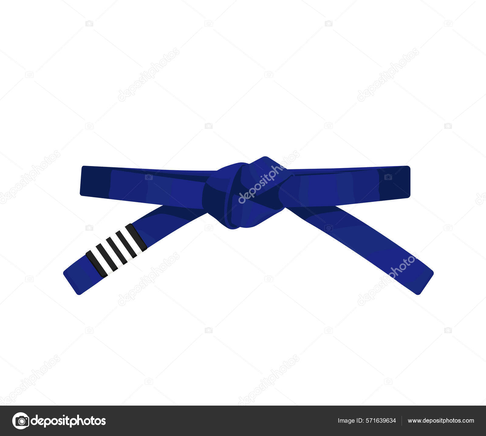 Bjj Blue Belt White Stripes Vector Flat Illustration Brazilian Jiu