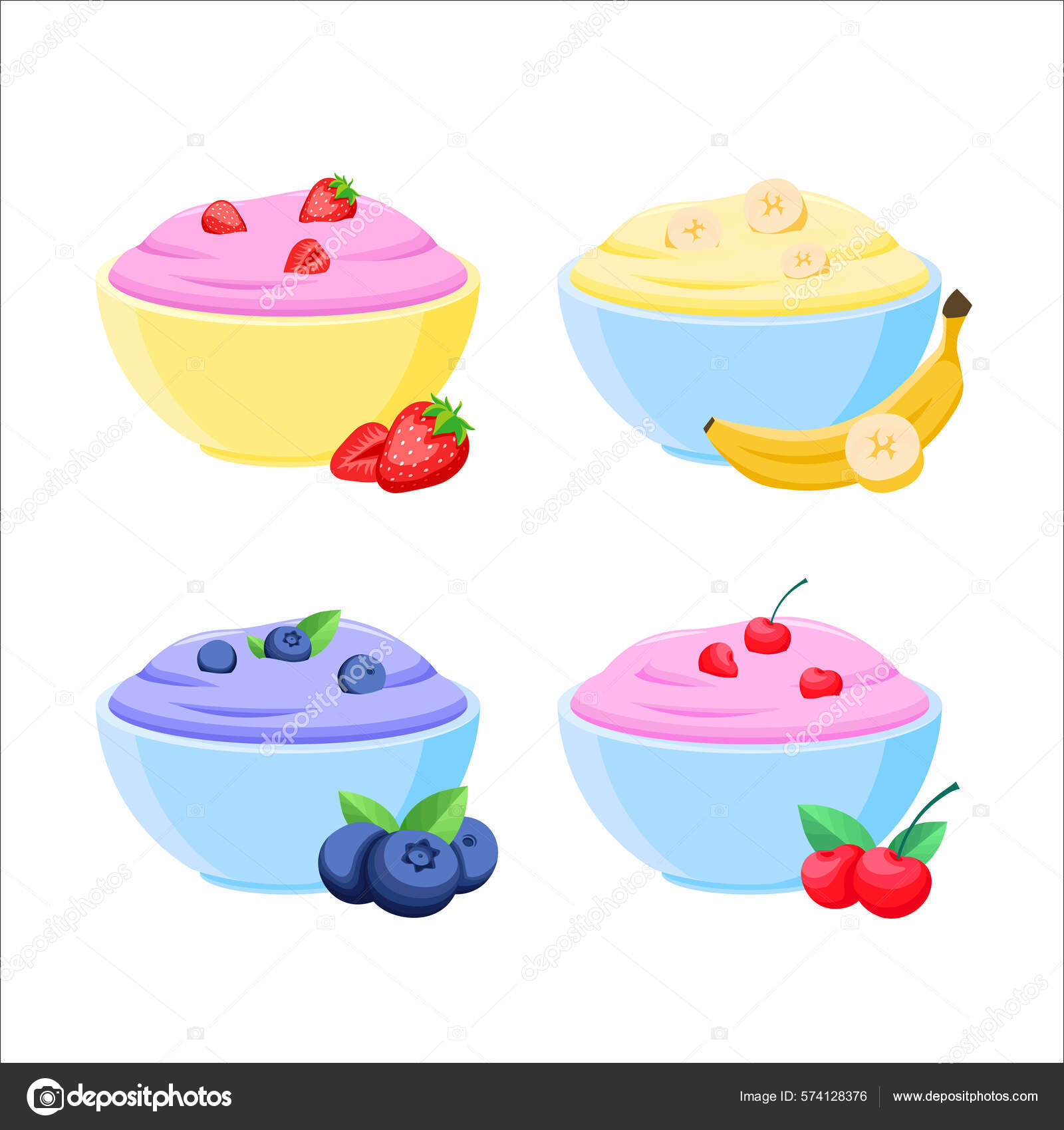 Strawbery Yogurt On Pink Background Text Stock Vector (Royalty Free)  1844359249 | Shutterstock, image size:1600x1700
