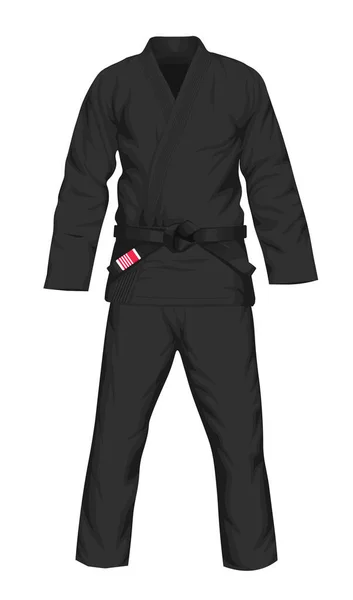Bjj Μαύρο Επίπεδη Διανυσματική Απεικόνιση Kimono Και Παντελόνι Μαύρη Διανυσματική — Διανυσματικό Αρχείο