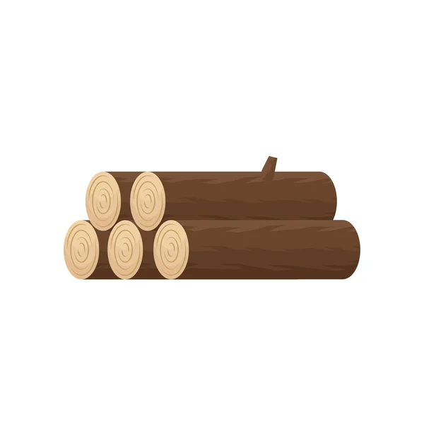 平らなベクトルスタイルの薪の山 漫画のログイラスト 薪のキャンプ — ストックベクタ