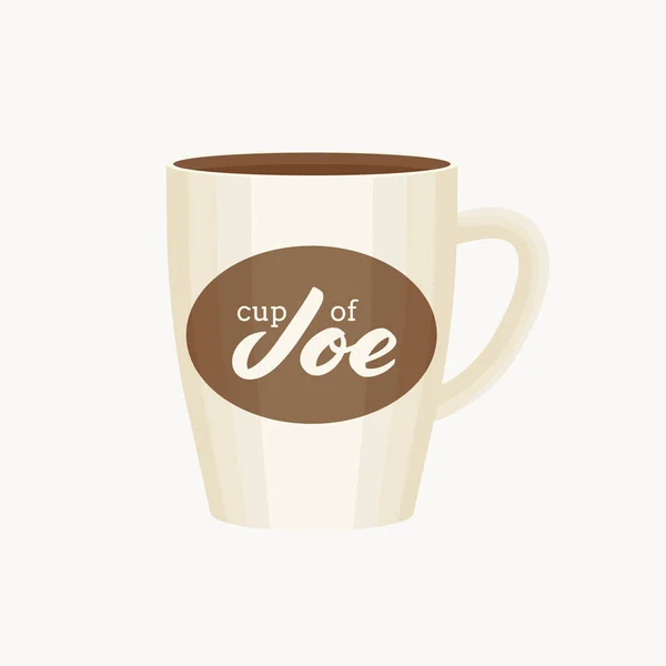 Taça Joe Ilustração Vetorial Estilo Cartoon Branco Marrom Xícara Café — Vetor de Stock